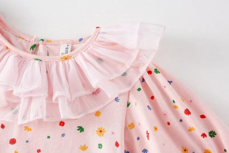 Ruffle Floral Tulle Shorts Two-Piece Set