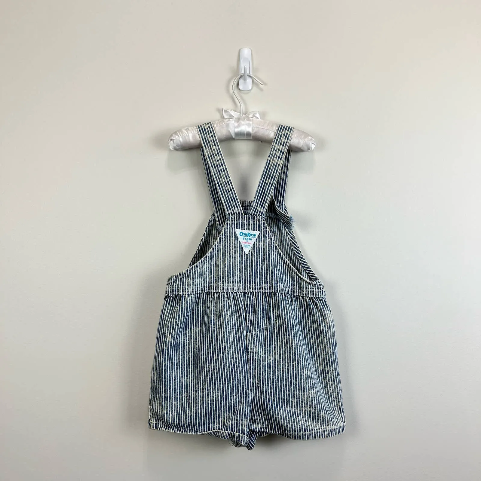 Vintage OshKosh B'gosh Striped Acid Wash Shortall Romper 6 USA